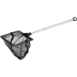 Unique Bargains 2.8 x 2.4 x 2.8 Stainless Steel Square Handle Landing Net Fishing Mesh Gold Shrimp Black Silver Tone