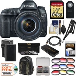 Canon EOS 5D Mark IV 4K Wi-Fi Digital SLR Camera & EF 24-105mm f/4L IS II USM Lens with 64GB Card + Battery & Charger + Backpack + Filters + Kit
