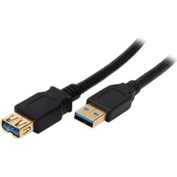 Coboc CY-U3-AAMF-10-BK SuperSpeed 5Gbps USB 3.0 A Male to A Female Extension Cable, Gold Plated, Black