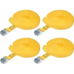 12M x 25mm Lashing Strap Cargo Tie Down Straps w Cam Lock Buckle 250Kg Work Load, Yellow, 4Pcs