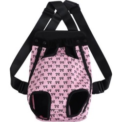 Pet Dog Carrier Pink Bowknot Adjustable Front Chest Backpack Pet Cat Puppy Holder Bag for Travel Outdoor Medium