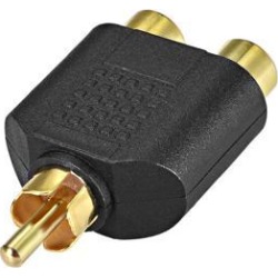 RCA Male to 2 RCA Female Connector Stereo Audio Video Cable Adapter Splitter Black