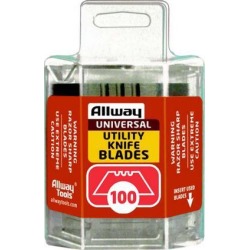 Allway, DSP100, 100 Pack, .025' Heavy Duty 3 Notch Utility Knife Blade, Fits All Utility Knives