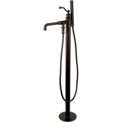 Kingston Brass KS7035ABL English Country Single Handle Freestanding Roman Tub Filler with Hand Shower, Oil Rubbed Bronze