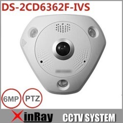 Hikvision 6MP Fish-Eye IP Camera DS-2CD6362F-IVS CCTV POE IR Outdoor Camera With Built in Mic & Speaker 360 PTZ View Vandal-proof