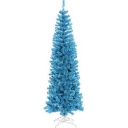 10' Pre-Lit Sparkling Pencil Artificial Christmas Tree - Blue Lights