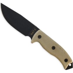 Ontario Knife 8667 Rat-5 Tan Micarta Handle Fixed Knife 10.5' Black Carbon 1095