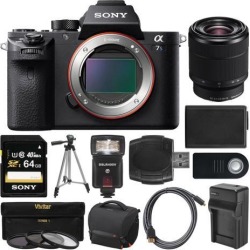Sony Alpha A7S II 4K Wi-Fi Digital Camera Body with FE 28-70mm Lens + 64GB Card + Case + Flash + Battery & Charger + Tripod + Kit