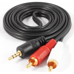 3.5mm Stereo Male to 2 RCA Male M/M Adapter Y Audio Video AV Cable 1.5M 4.9Ft