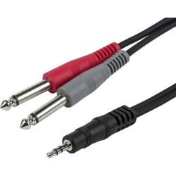 Monoprice 1/8in TRS Male to Two 1/4in TS Male Cable, 5ft