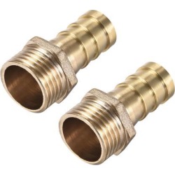 Brass Barb Hose Fitting Connector Adapter 14mm Barbed X G1/2 Male Pipe 2pcs