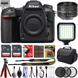 Nikon D500 Digital 4K 2160P SLR Camera w/ Nikon 50mm f/1.8D - 32GB - 25PC Bundle