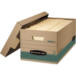 Bankers Box 1270201 - Stor/File Storage Box, Legal, Locking Lift-off Lid, Kraft/Green, 12/Carton