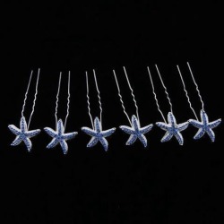 Crystal Hair Pins Rhinestone Hair Clips Bridal Wedding Women Hair Jewelry Blue Star