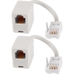 2 Pcs BT RJ11 6P4C UK Male to 6P4C US Female UK-US Converter Telephone Adapter