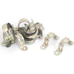 Unique Bargains 30mm Arch High Two Holes U Type Pipe Clamp Clips Bronze Tone 30 Pcs