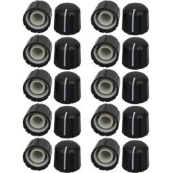 20 Pcs 14.6mm Dia 13.3mm Height Plastic Potentiometer Volume Control Rotary Knob Black