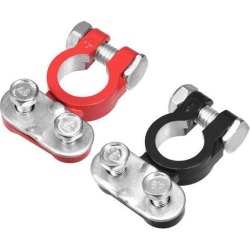 Car Battery Terminal Clamps Positive Negative Set Aluminum Alloy Red Black 1 Pair