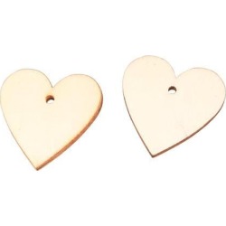 Wooden Love Heart Shaped DIY Accessories Embellishment Beige 30 x 27mm 75 Pcs