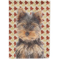 Fall Leaves Yorkie Puppy / Yorkshire Terrier Flag Garden Size KJ1209GF