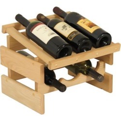 Dakota 6 Bottle Natural Wood Stacking Home Kitchen Bar Wine Bottle Storage Container Holder Rack With Display Top Furniture Unfinished