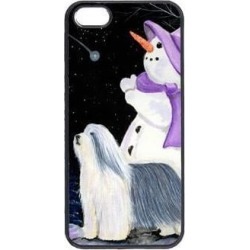 Snowman with Bearded Collie Cell Phone Cover IPHONE 5