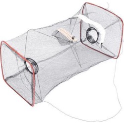 Unique Bargains 9.4 x 1.6 Foldable Fishing Landing Net Fish Keepnet Cage for Fishermen Shrimp Black Red