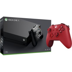 Xbox One X 1TB Console with Two Xbox Wireless Controllers - Black/Red