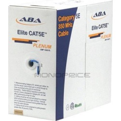 Monoprice Cat5e Ethernet Bulk Cable - Network Internet Cord - Solid, 350Mhz, UTP, CMP, Plenum, Pure Bare Copper Wire, 24AWG, 1000ft, Blue