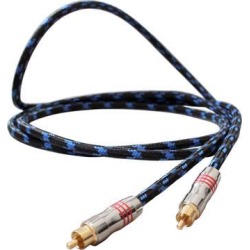 Premium Braided Digital Coaxial Subwoofer Cable. 24k Gold Plated Connectors (25 Feet)