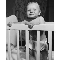 Posterazzi SAL2559632B Baby Standing in a Crib Poster Print - 18 x 24 in.