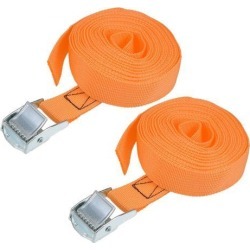 4M x 25mm Lashing Strap Cargo Tie Down Straps w Cam Lock Buckle 250Kg Work Load, Orange, 2Pcs