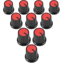 10Pcs 15x15mm Plastic Potentiometer Volume Control Rotary Knob Knurled Shaft Hole Red