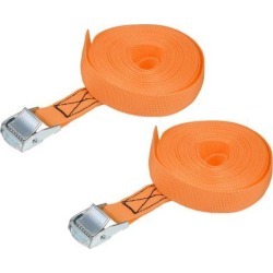 6M x 25mm Lashing Strap Cargo Tie Down Straps w Cam Lock Buckle 250Kg Work Load, Orange, 2Pcs