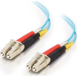 C2G 33046 OM3 Fiber Optic Cable - LC-LC 50/125 10Gb Duplex Multimode PVC Fiber Cable, Aqua (6.6 Feet, 2 Meters)