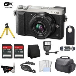 Panasonic Lumix 4k Mirrorless Micro Four Thirds Digital Camera with 12-32mm Lens (Silver) Bundle with 2x 64GB Memory Cards + Carrying Case + More