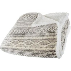 Lavish Home Flannel/Sherpa Blanket - Twin - Gray/Beige