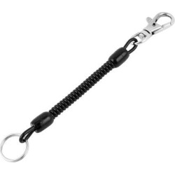 Unique Bargains Metal Lobster Clasp Coiled Lanyard Keyring Key Holder Black 14.5cm