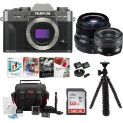 Fujifilm X-T30 Mirrorless Camera (Charcoal) with 15-45mm and 35mm Lens Bundle