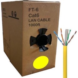 Globaltone Bulk Ethernet Network Cable 23AWG Cat6 UTP CCA FT4 1000 Ft
