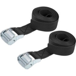 3Metersx38mm Lashing Strap Cargo Tie Down Straps w Cam Lock Buckle 500Kg Work Load, Black, 2Pcs
