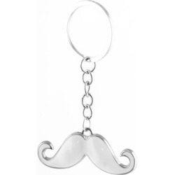 Beard Design Pendant Split Ring Key Chain Handbag Decor Silver Tone White
