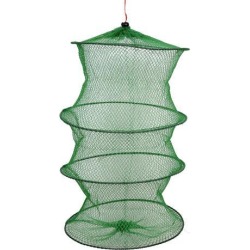 Unique Bargains 0.2' x 0.2' Nylon Flexible Frame Fishing Landing Net Fish Basket Drawstring for Fishermen Crab Green