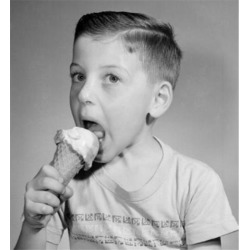 Posterazzi SAL2555483A Portrait of Boy Eating Icecream Studio Shot Poster Print - 18 x 24 in.