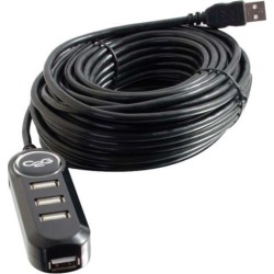 C2G 38990 USB 2.0 Active Extension Cable - USB A Male to 4-Port USB A Female Extension Cable, Black (39.4 Feet, 12 Meters)