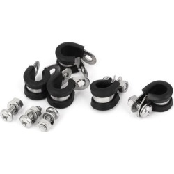 9mm 304 Stainless Steel EPDM Rubber Lined P Clips Hose Pipe Clamp 5pcs