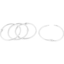 Unique Bargains 4pcs 50mm Inner Dia Silver Tone Metal Snap Ring Round Keyring Keychain Key Chain