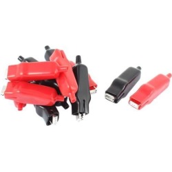 Unique Bargains 12Pcs Red Black Insulated Boot Flat Mouth Metal Battery Alligator Test Clips