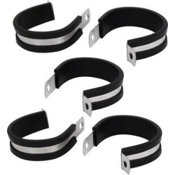 42mm Dia EPDM Rubber Lined P Clips Cable Hose Pipe Clamps Holder 5pcs