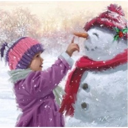 Girl With Snowman 1 Poster Print by The Macneil Studio (12 x 12)